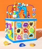DREWNIANY SORTER KOSTKA EDUKACYJNA ALFABET KOLOROWY MONTESSORI Z LABIRYNTEM