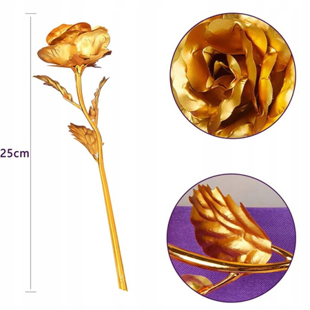 Wieczna Róża Złota Fiolet Prezent Dla Niej Niego