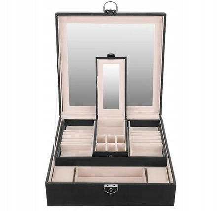 Eleganckie Pojemne Pudełko Kuferek na Biżuterię Zegarki Szkatułka Organizer