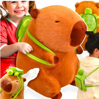 KAPIBARA PLUSZOWA MASKOTKA 50CM ZABAWKA Z PLECAKIEM ŻÓŁWIK MIĘKKA PLUSZAK
