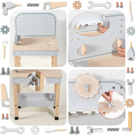 EDUKACYJNA ZABAWKA WARSZTAT DREWNIANY STÓŁ NARZĘDZIA DO NAPRAWY