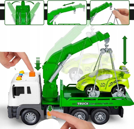 Pomoc Drogowa Dla Dzieci Holownik Autko Ruchoma Naczepa Napęd Dźwięki Led