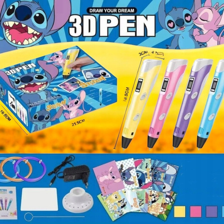 Długopis 3D PEN LILO I STICH KSIĄŻKA WZORY DRUKARKA+ZESTAW WKŁADY SZABLONY